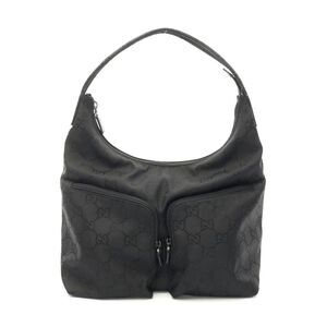 Gucci Nylon Leather Shoulder Bag Black